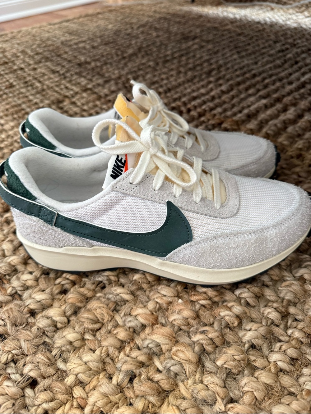Nike Women’s White and Dark Green Retro Low-Top Sneakers